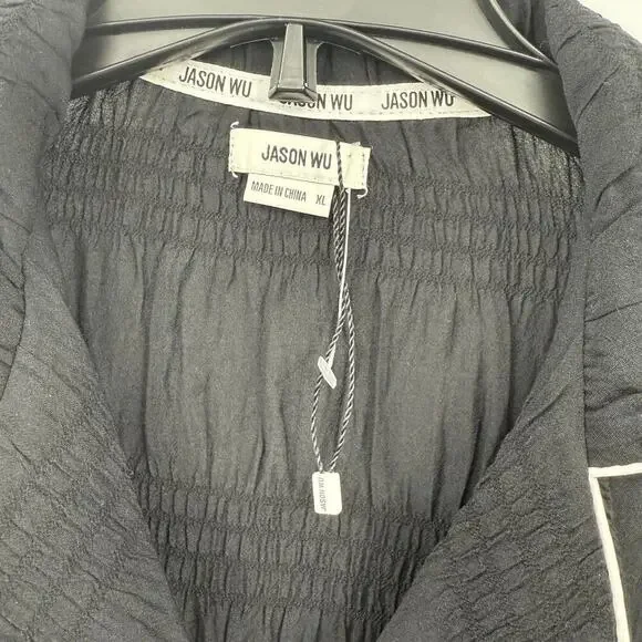 Jason Wu Lightweight Ruched Black Pajama Top Women’s Size XL NWOT Luxury - Picture 5 of 7